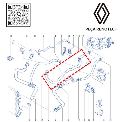 RN 548891-PX 6001548891 MANGUEIRA SUP. DO AR QUENTE SANDERO 1.6 16v K4M - 4
